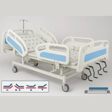 ICCU Full Fowler Hospital Bed (Butterfly Panel, 5-Function Manual) Rental | Kolkata | O2 For Everyone